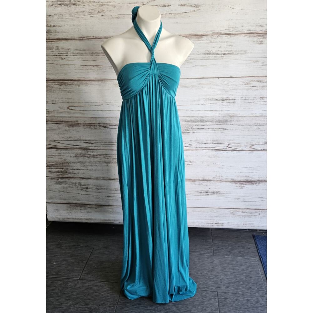 Rachel Pally Teal Halter Maxi Jersey Dress sz Small